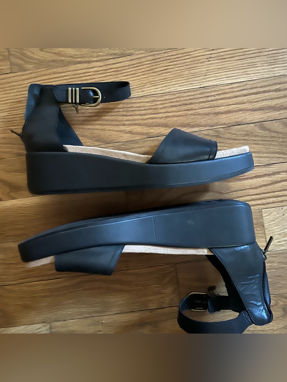 Lucky Brand Classic Black Women's Platform Wedge Ankle-Strap Sandals